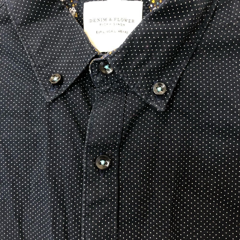 Denim & Flower Ricky Singh navy blue button up short sleeve collared shirt - Picture 7 of 14